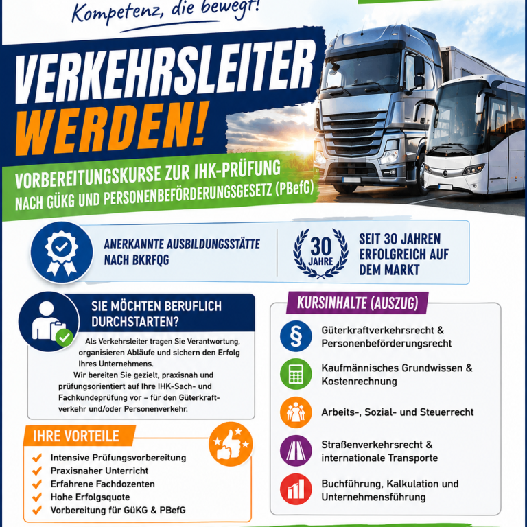 Verkehrsleiter werden- IHK Vorbereitungskurs Verkehrsleiter IHK Vorbereitungskurs für LKW und Bus